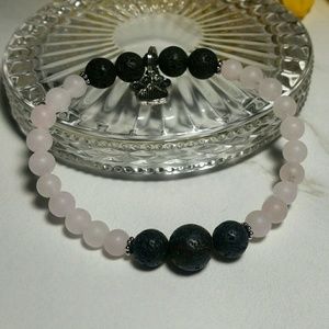 Lava Rock and Quartz Bracelet